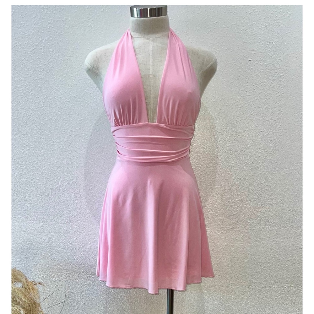 Pink Halter Mini Dress